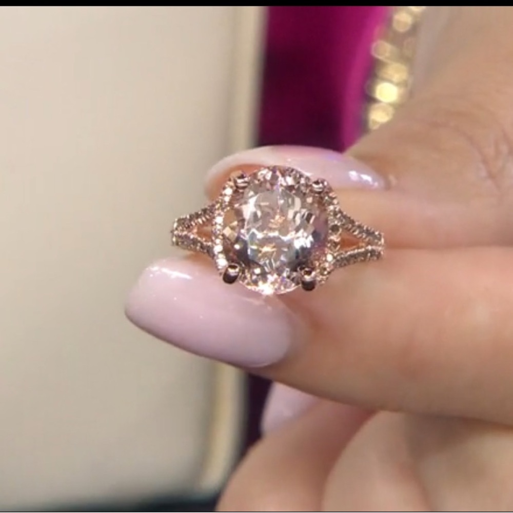 2.70ctw. Cor-de-Rosa Morganite™ with .16ctw round champagne diamond Ring